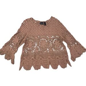 Daytrip Crochet Lace Top Medium 100% Cotton Women’s Classy Festival Knit